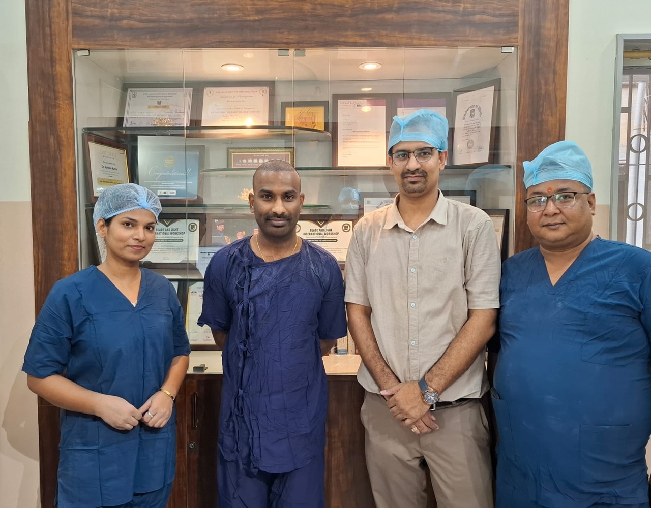 Dr. Abhinav and his team with Patient