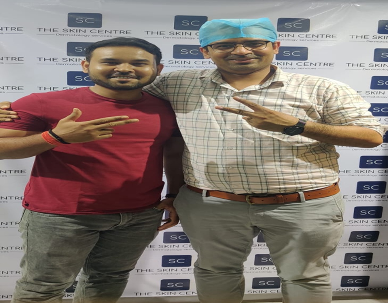 Dr. Abhinav with Patient after Natural Hair Transplant Result