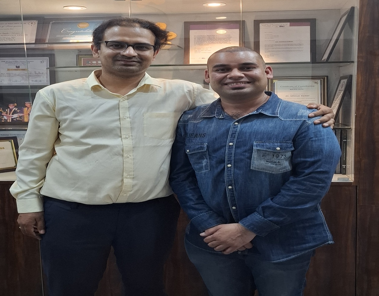 Dr. Abhinav with his Happy Patient After Surgery
